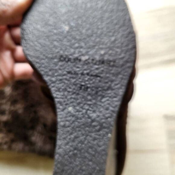 Colin Stuart Laceup Wedge Chocolate Brown  Faux Fur Boots Suede 7B - Picture 4 of 8